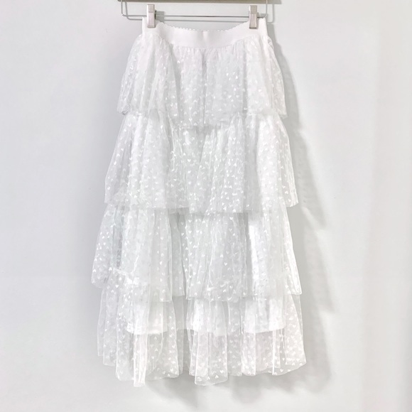 SHEIN Wide Waist Frill Trim Layered Tulle Skirt - Picture 2 of 10